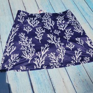 Top It Off Women's Blue White Printed Stretch Mini Skirt Size Small NWT